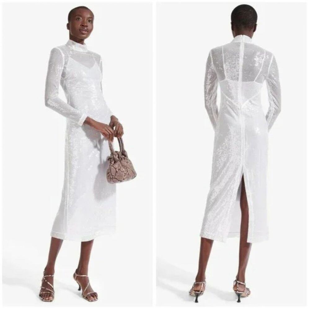 Staud Liza Mock Neck Sequin Dress - Picture 2 of 6